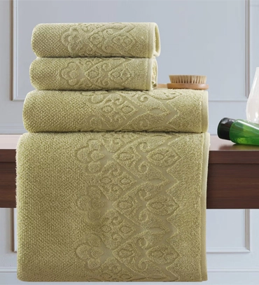 Windsor Antimicrobial Antifungal Zero Twist Fluffy Luxurious Silk Green Bath Towel (75 × 150 cm)